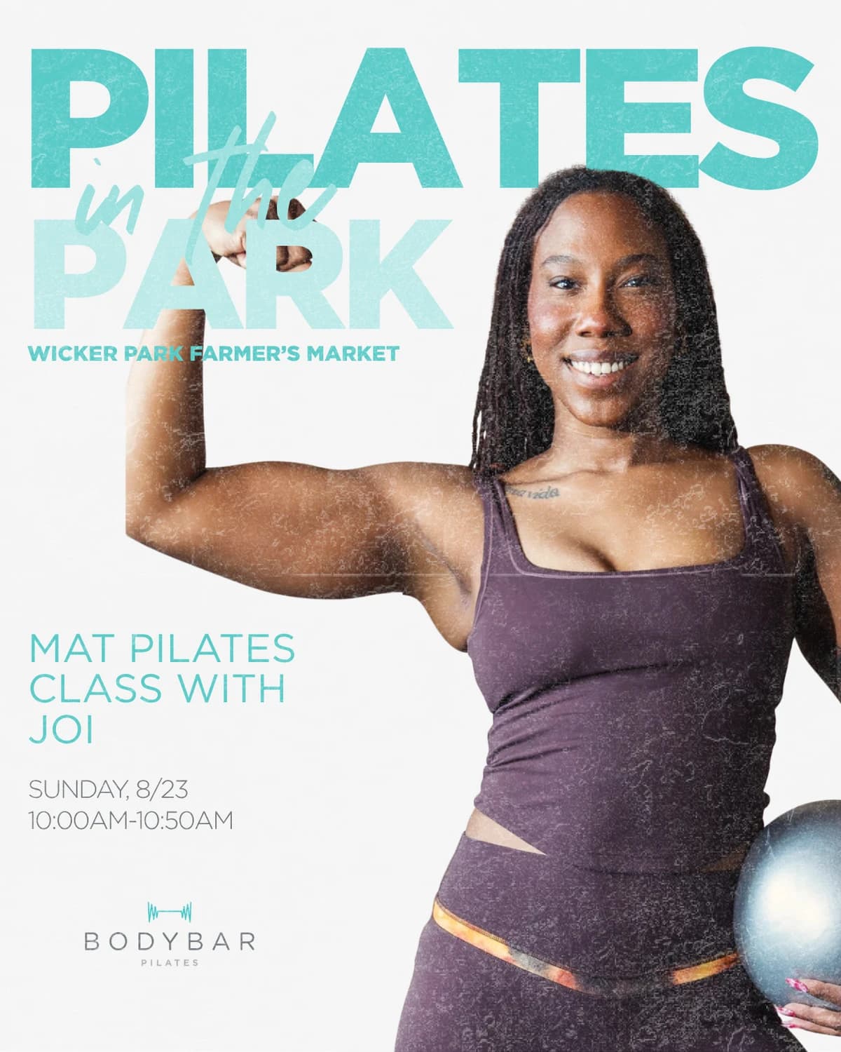 Mat Pilates class with Joi at Wicker Park Farmer’s Market