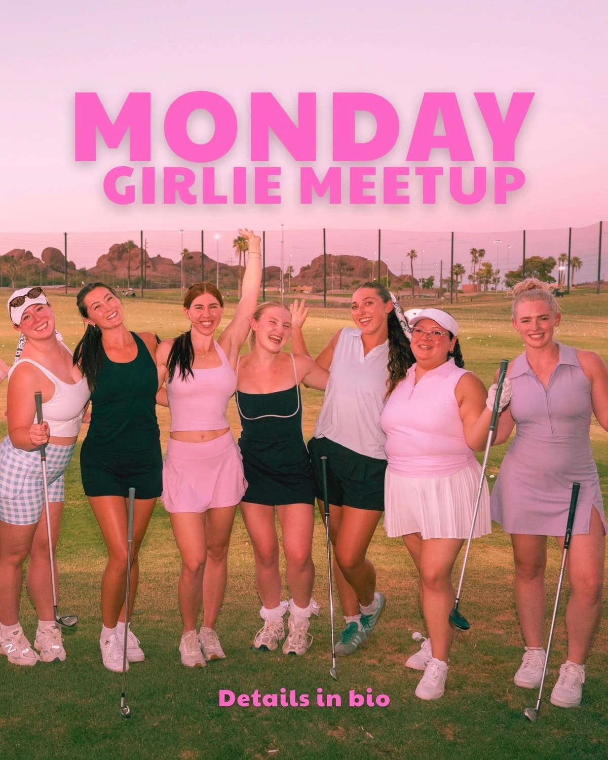 Monday Girlie Meetup group on a tennis court