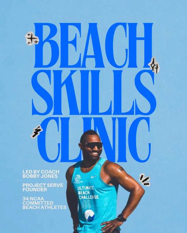 Beach volleyball skills clinic led by coach Bobby Jones